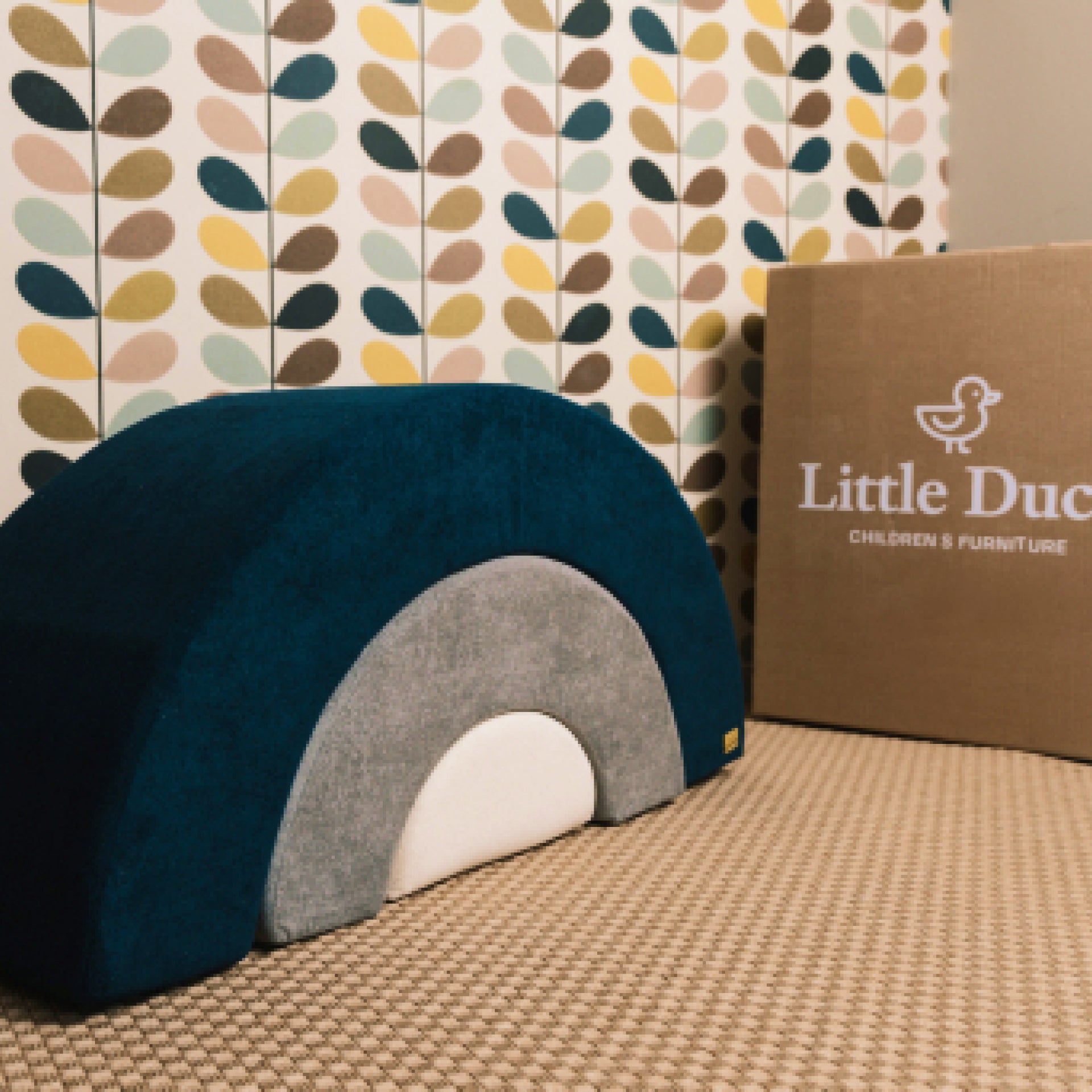 Play Arco-Íris Azul | Cinza | Linho - Little Duck